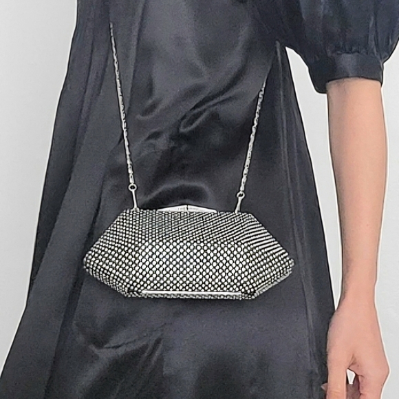Vintage Studded Black mini purse on the chain - Picture 1 of 11